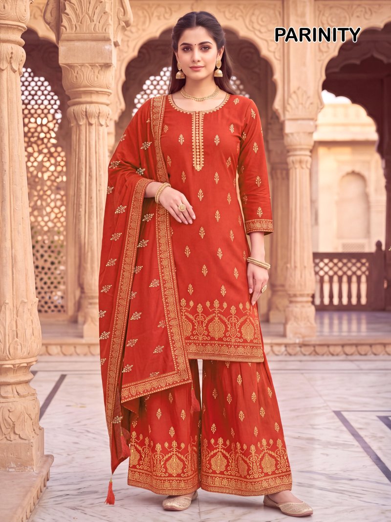 Parinity By Banwery Rayon Foil Printed Kurti With Bottom Dupatta